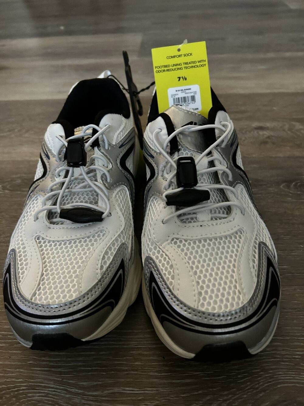 Avia Womens Light White-Silver-Athletic Odor Control Running Shoes Size 7.5